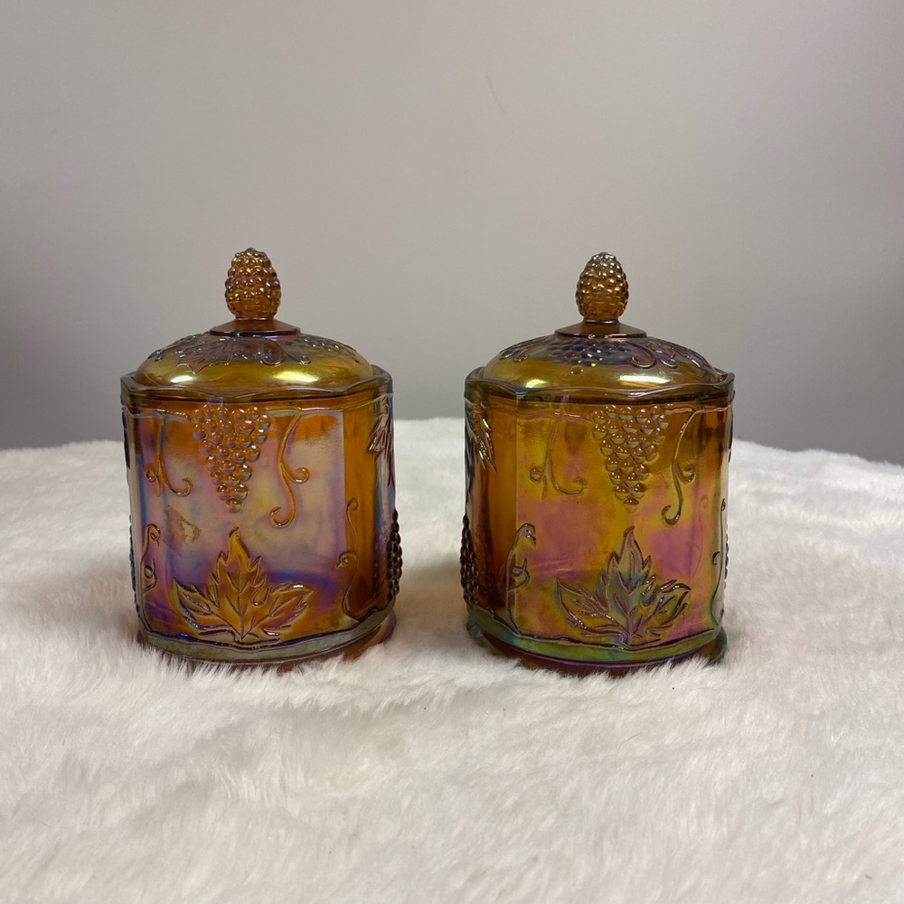 Vintage glass grape accent biscuit or cookie jars